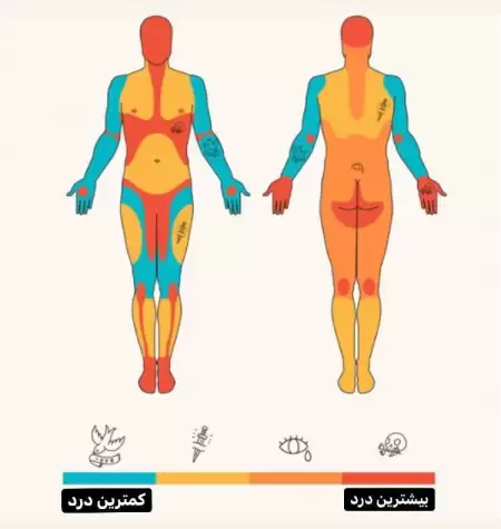 میزان درد تتو در نقاط مختلف بدن