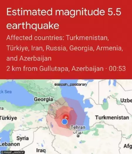 زلزله ۵.۵ ریشتری در آذربایجان 