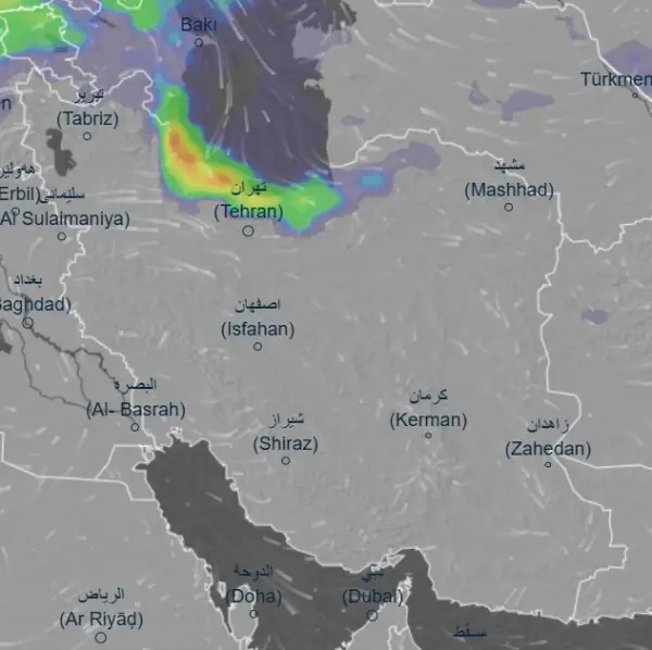 تصویری ترسناک از پیش‌بینی بارندگی 
